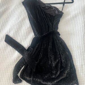 Retrofete Ella Black Sequin One Shoulder Dress
